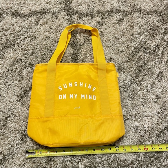 PINK Victoria's Secret Handbags - Victoria's Secret Pink Cooler Tote “SUNSHINE ON MY MIND” Insulated Bag - Yellow